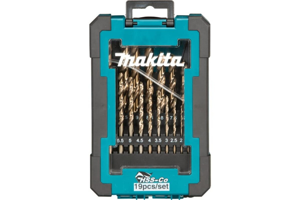 Набор сверл по металлу HSS-Сo, 19 шт. (1-10 мм, шаг 0.5 мм) Makita D-67561