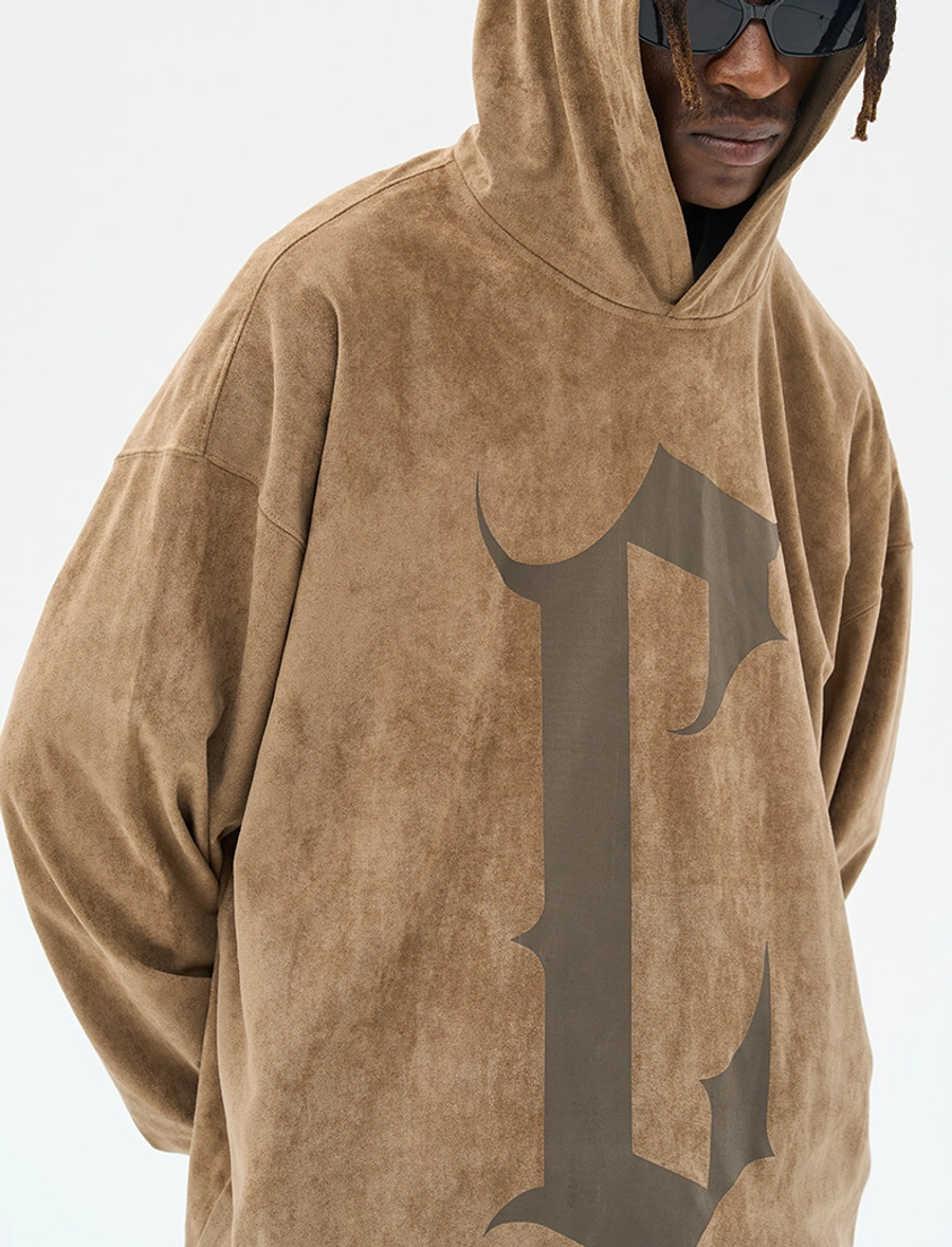 Худи HARSHandCRUEL "C Logo" Oversized Suede Hoodie