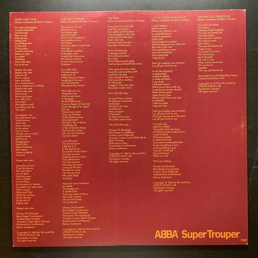 ABBA - Super Trouper (Швеция 1980г.)