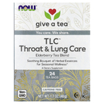 NOW Foods, TLC™ Throat & Lung Care, смесь с бузиной и чаем, без кофеина, 24 чайных пакетика, 48 г (1,7 унции)