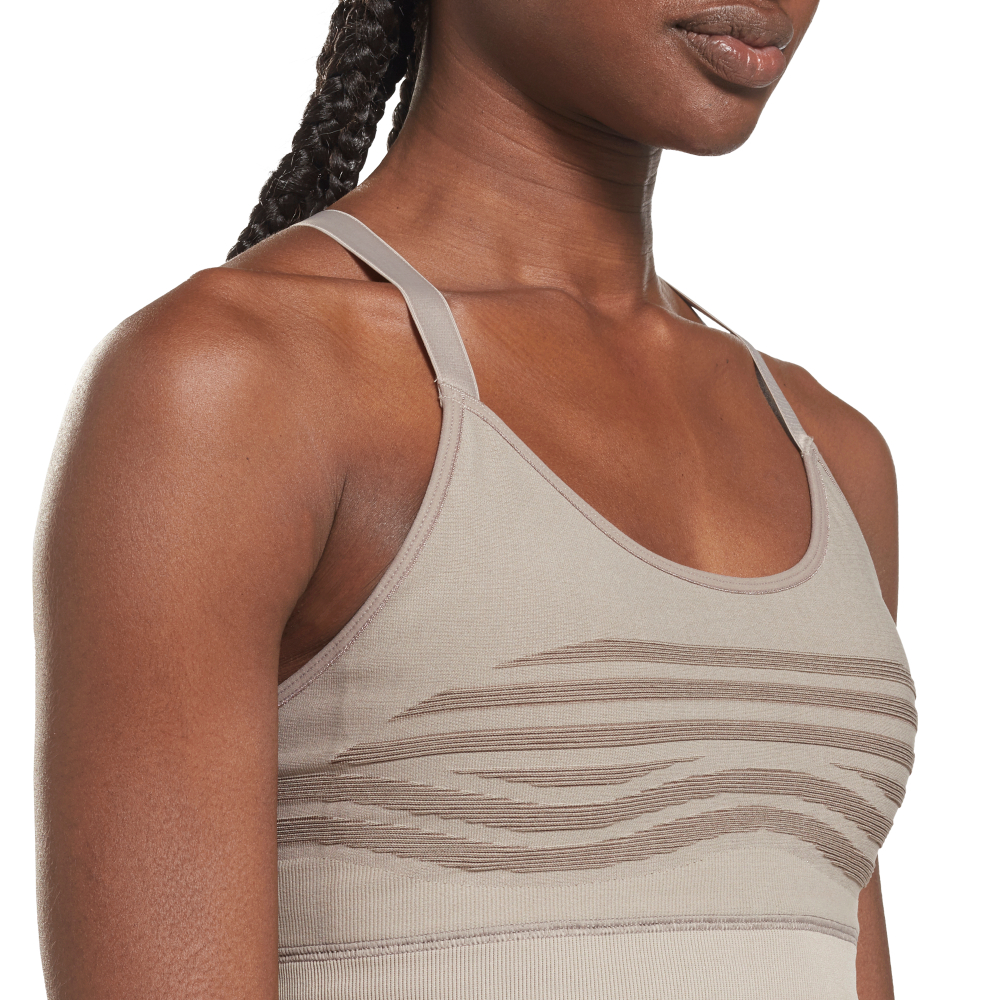 Теннисный бюстгальтер Reebok Womens Les Mills Strappy Seamless Bra - Gray