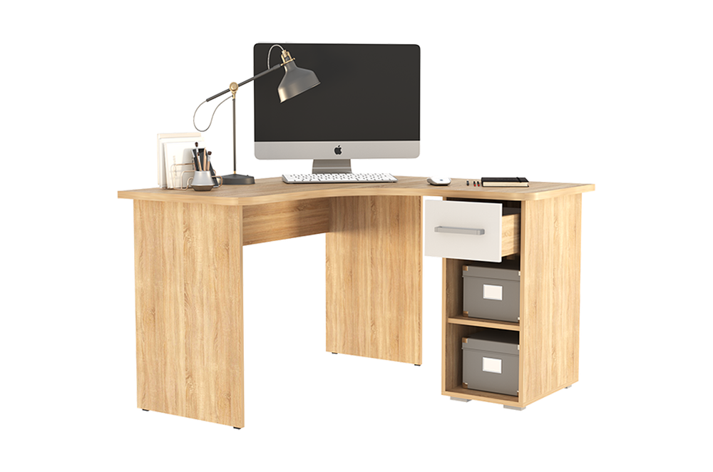 Лайт-1 Стол компьютерный 1200 угловой (дуб сонома/белый)
