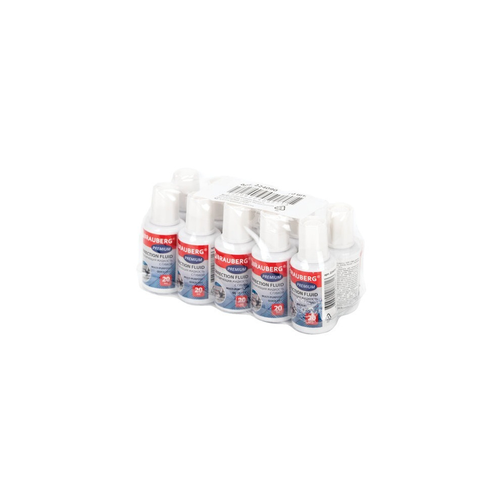 Штрих BRAUBERG Premium быстросохнущая, 20 мл, ЯРКО-БЕЛАЯ, с губкой, 224090