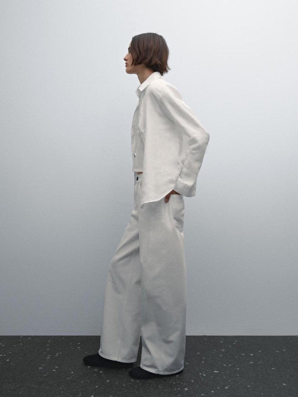 Massimo Dutti Брюки из смесового хлопка, белый