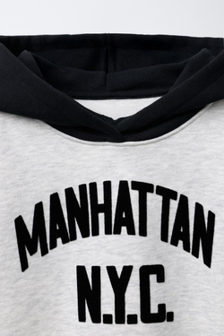 ZARA ТОЛСТОВКА С РЕЛЬЕФНОЙ НАДПИСЬЮ, СЕРЫЙ МЕЛАНЖ