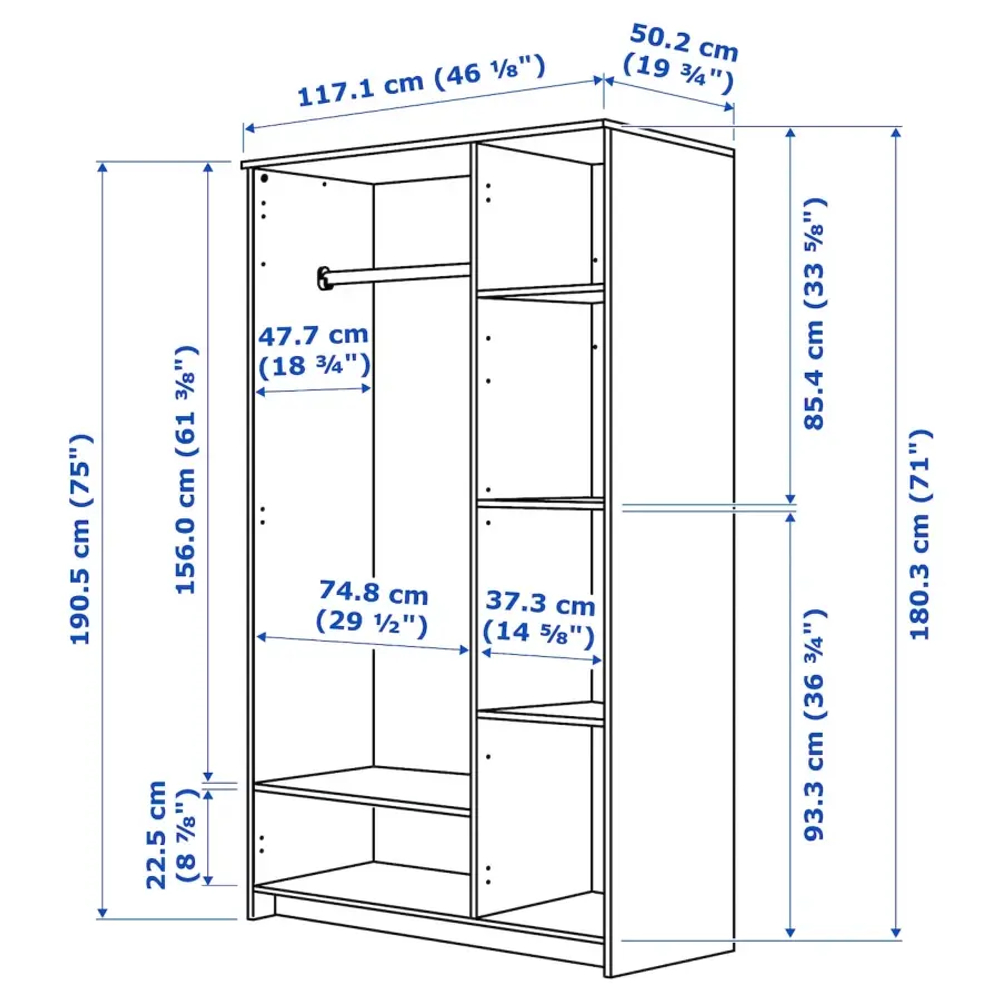 Шкаф платяной 3-дверный - IKEA BRIMNES/БРИМНЭС/БРИМНЕС ИКЕА, 117х190 см, белый,