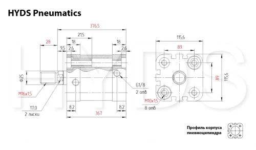 ADN-100-300-A-P-A Пневмоцилиндр