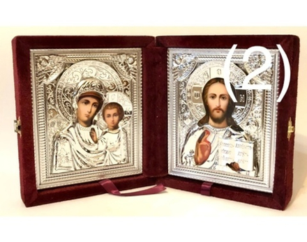 Складень бархатный вынимающийся лик в ризе, средний (21х18) (Греция)