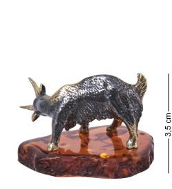 Народные промыслы AM- 577 Фигурка «Коза бодающаяся» (латунь, янтарь)