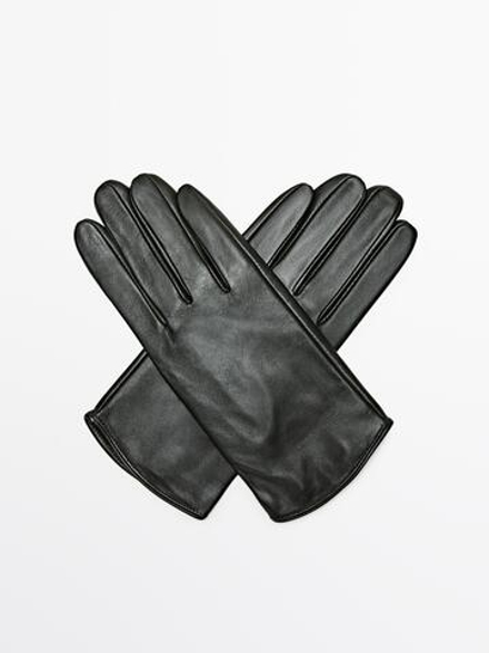 Massimo Dutti Перчатки из кожи наппа, зеленый