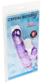 Фиолетовый вибратор для двойной стимуляции Crystal Butterfly (Цвет: фиолетовый)