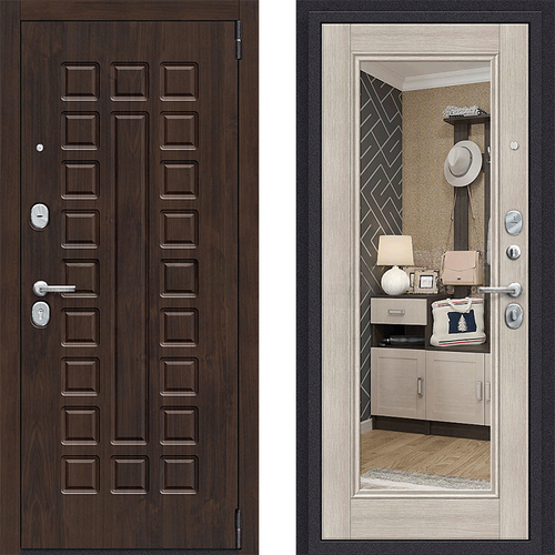 Квартирная входная дверь с отделкой винорит с зеркалом - 209