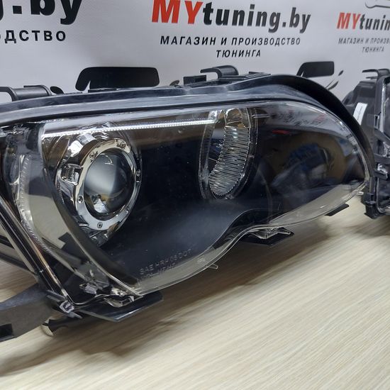 Передние фары angel eyes led black для BMW 3 E46