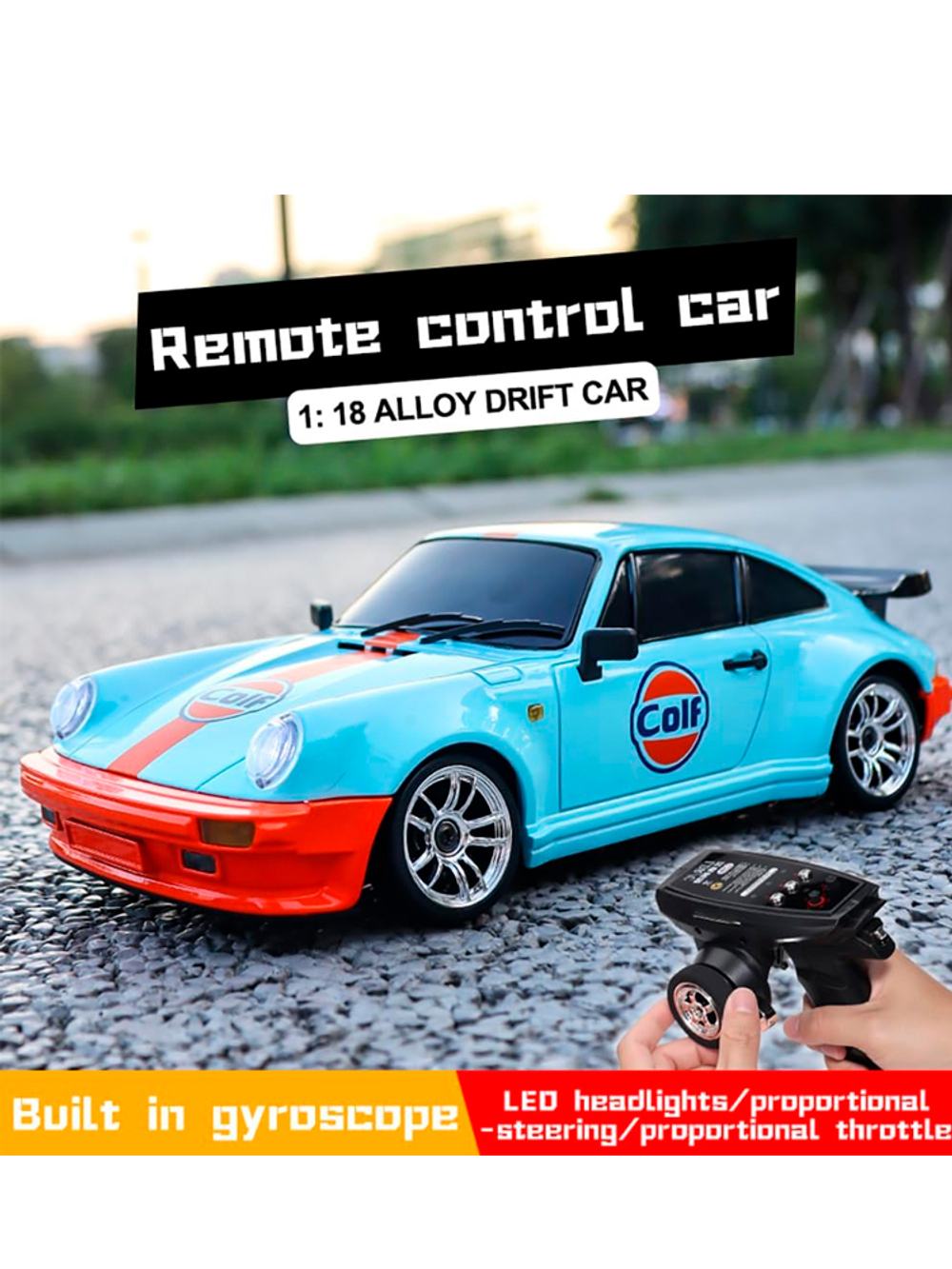Радиоуправляемая машина для дрифта LD RC масштаб 1:18 2WD 2.4G Porsche 911 - 1898 Blue c гироскопом