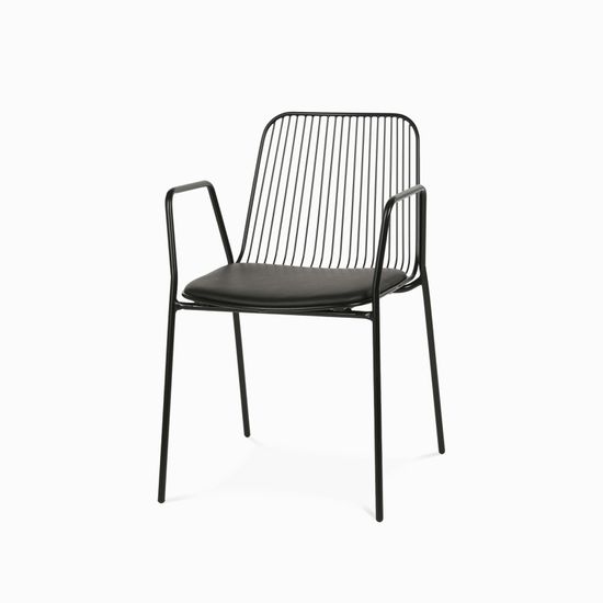 Стул Vivo Armchair металлический черный с подушкой из экокожи