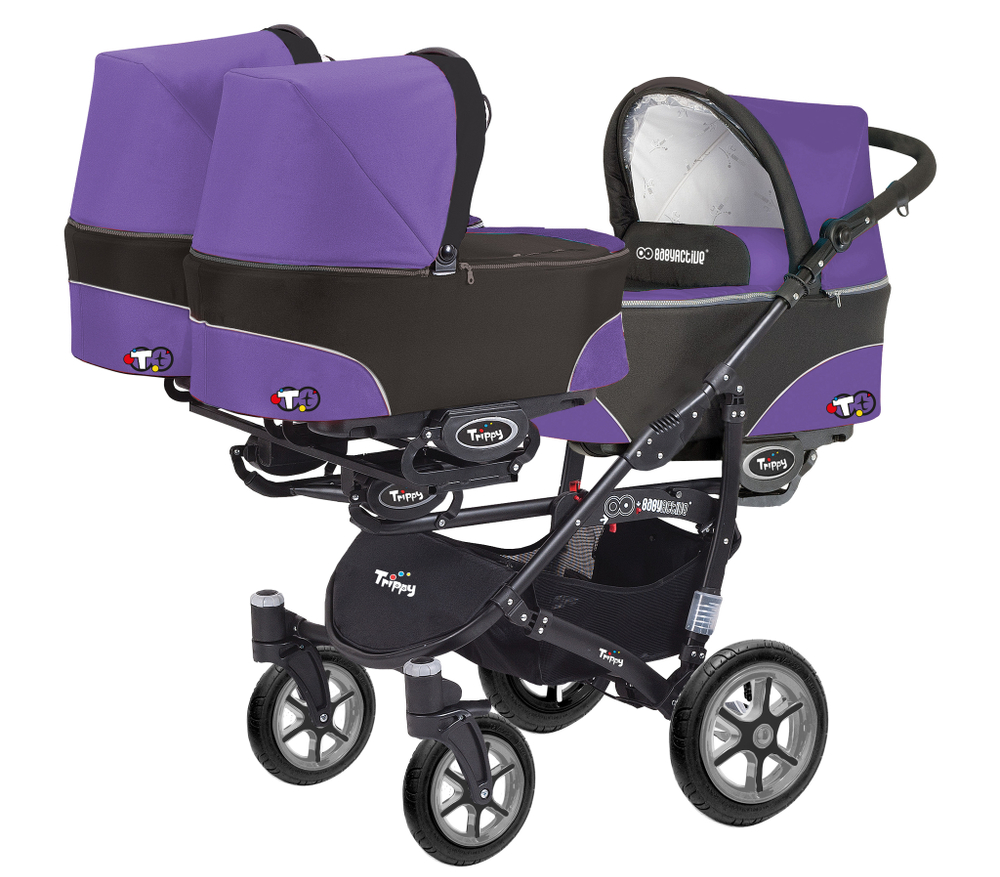 Коляска для тройни BabyActive Trippy Standart 2 в 1 Black (Фиолетовый)