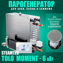 Парогенераторы для хамама и турецкой бани Steamtec TOLO MOMENT - 6 кВт/ Cерия PLATINUM со встроенной музыкой, пультом на 9-ти языках и возможностю монтажа без термодатчиков