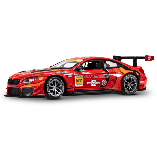 Модель 1:24 BMW M6 GT3, красный, откр. двери и капот, свет, звук, свободный ход колес