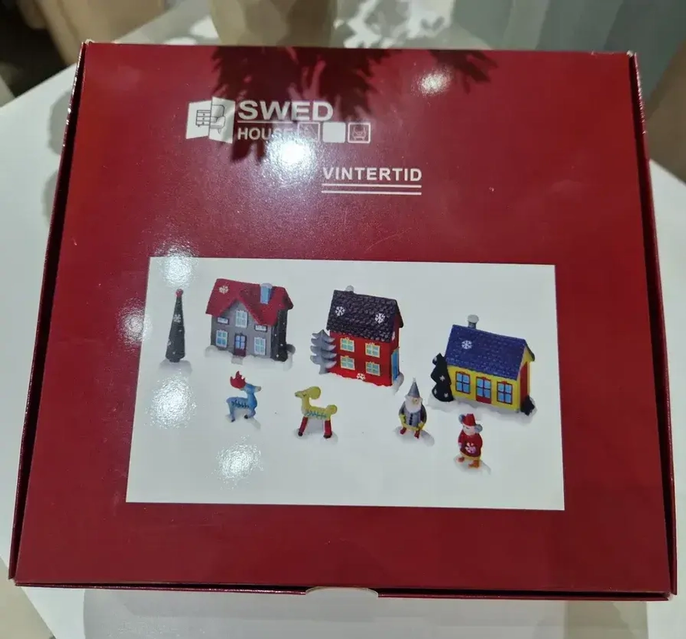 Набор новогодних украшений Vintertid, зимняя деревня, 8 шт, пластик