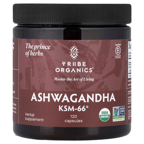 Tribe Organics, Ашваганда KSM-66®, 120 капсул