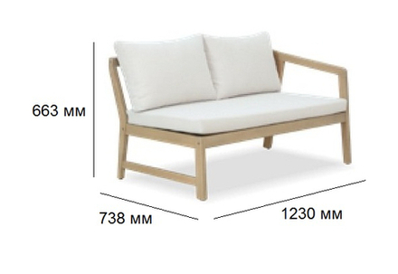 Модуль деревянный двухместный с подушками Tagliamento Nara, песочный
