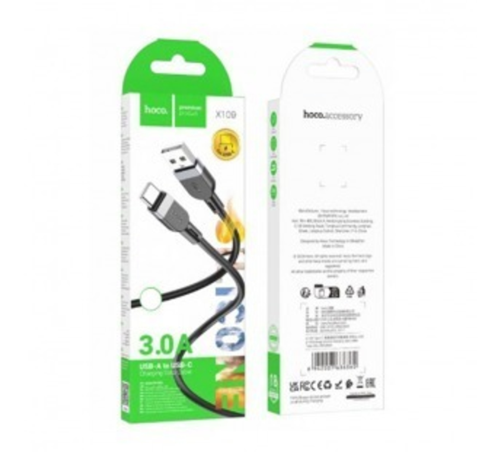 Кабель HOCO X109 USB-Type-C 3A 1м Silicone Black