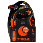 FLEXI рулетка Xtreme M ремень 5 м до 35 кг, черный/оранжевый