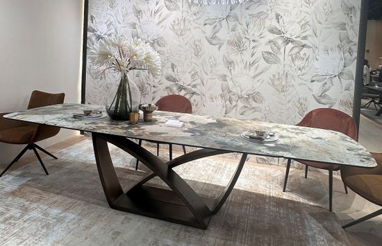 Стол ALONSO 200 TL-137 матовый, итальянская керамика/медный брашированный каркас