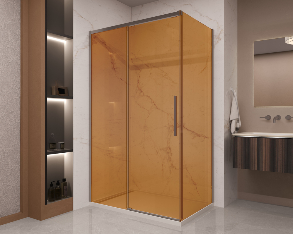 Душевой уголок Stella VSR-1ST9012GSGM, 1200*900, вороненая сталь, стекло янтарь