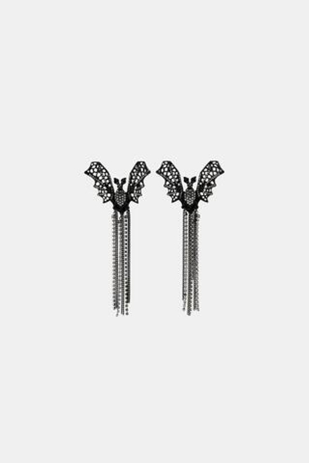 ZARA СЕРЬГИ «ЛЕТУЧИЕ МЫШИ» СО СТРАЗАМИ, ЧЕРНЫЙ