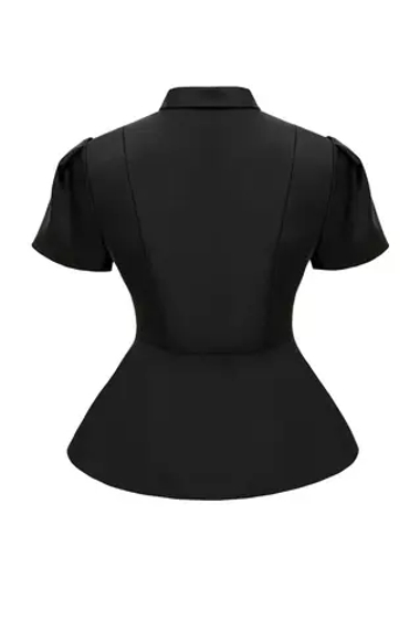 “Noir de Fleur” Жакет приталенный с коротким рукавом (2)