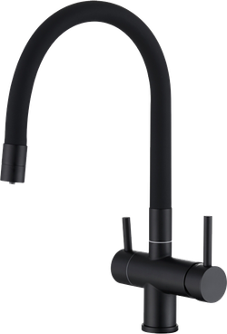 Смеситель для кухни Domaci Равенна DCB 3015 черный, с гибким изливом