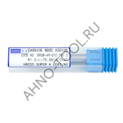 Фреза твердосплавная радиусная  10мм (L=75, l=25, хв=10) Z4 35° по стали, нержавеющей стали, чугуну,