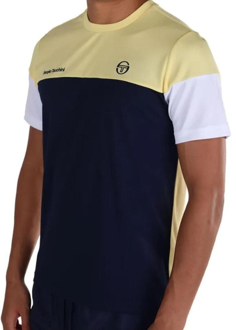 Мужская теннисная футболка Sergio Tacchini Prave - peach coral/navy