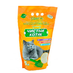 Чистый Котик наполнитель минеральный комкующийся, 5л