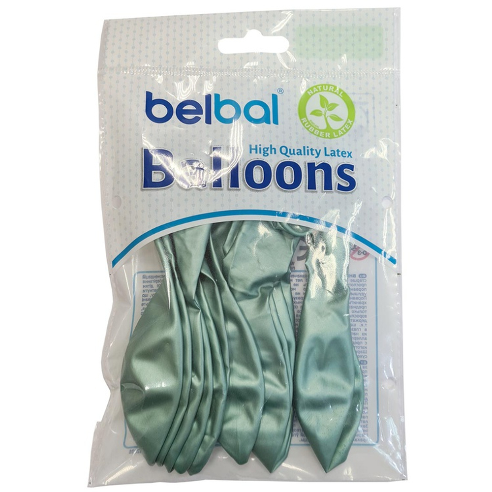 Шар латексный Glossy Набор 12 шт Хром 36 см (Зеленый)