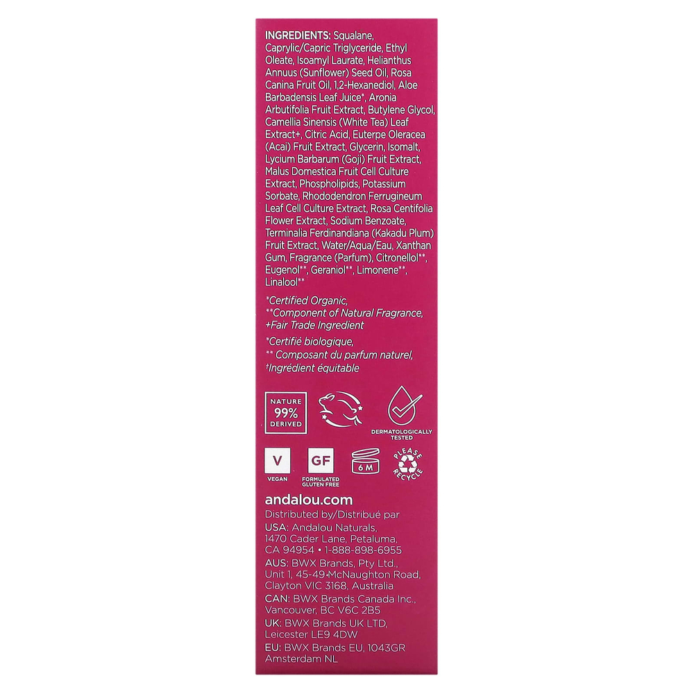 Andalou Naturals, Успокаивающее масло сквалана, 1000 роз, 30 мл (1 жидк. унц.)