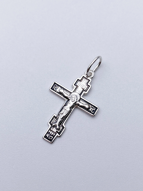 Крест из серебра/Частичное чернение/С подвижным ухом