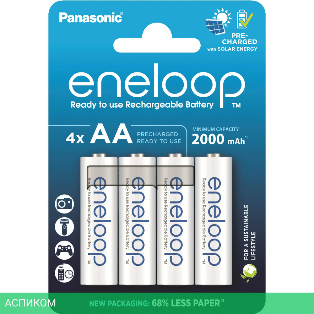 Аккумулятор Panasonic Eneloop AA 2000mAh BL4 (BK-3MCDE/4CP)