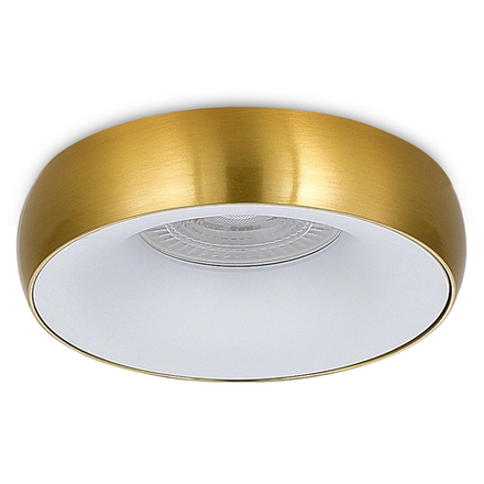 Donel, св-к встроенный, БЕЛЫЙ с кольцом цвета ЛАТУНЬ, D95xH35мм, под лампу GU10, IP20, серия: DN02