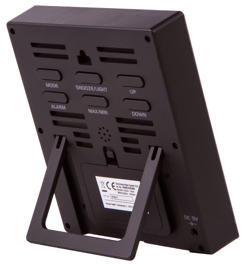 Метеостанция Bresser ClimaTemp Hygro Quadro с тремя датчиками, черная