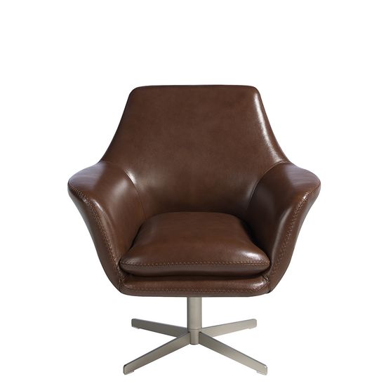 Поворотное кресло 5093/A832-M1595 кожаное с ножкой из полированной стали Испания