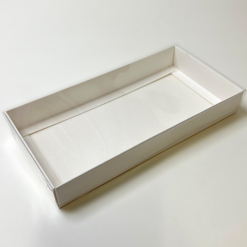 Коробка для дубайского шоколада с пластиковой крышкой 180*90*25 мм (белая)