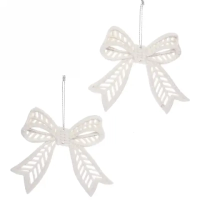 Подвески в блёсках «Сказочные бантики» 9*11 см (набор 2 шт), Белый