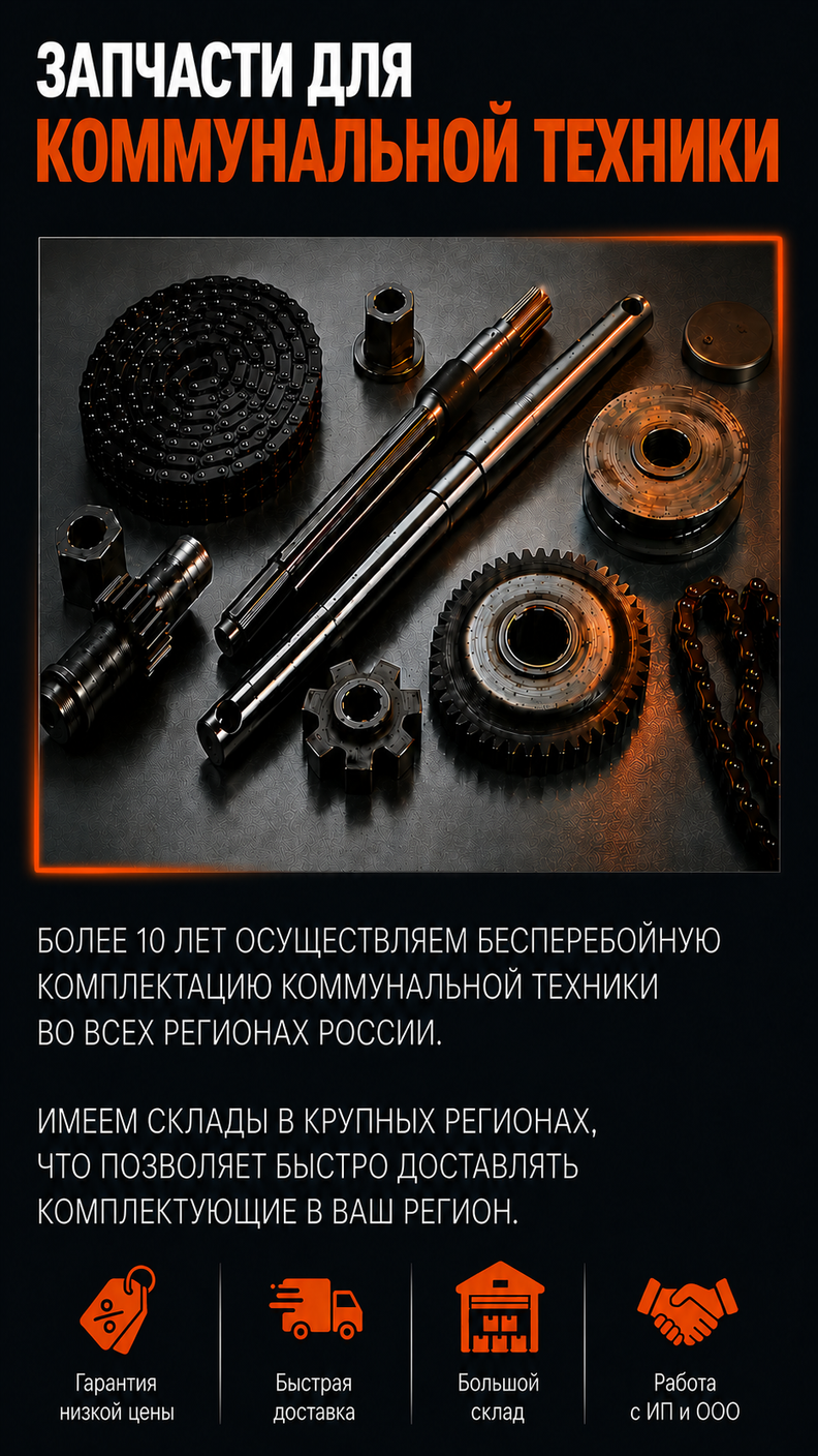 Запчасти для коммунальной техники: более 10 лет, склады в регионах, быстрая доставка, работа с ИП и ООО.