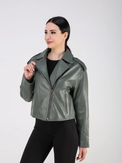Кожаная куртка демисезонная косуха оверсайз