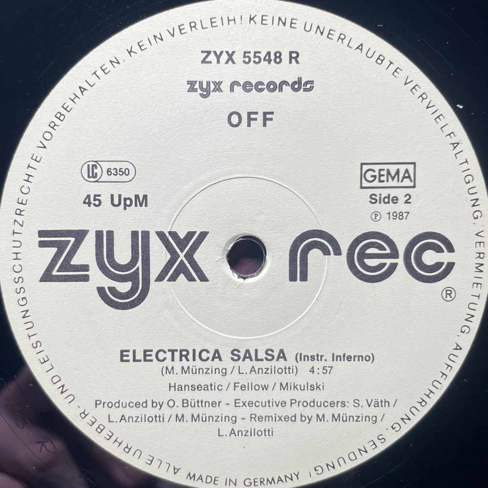 Off ‎– Electrica Salsa (Salsa Inferno) (Remix) Германия 1987г. 12", 45 RPM