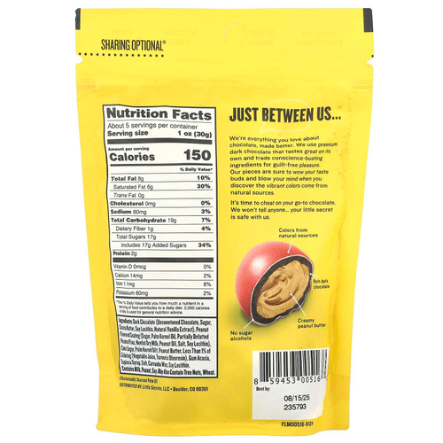 Little Secrets, Кусочки арахисовой пасты, темный шоколад, 142 г (5 унций)