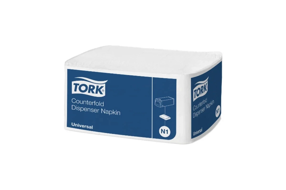 Салфетки бумажные Counterfold (N1), 1-слойные, 300 листов, 30x33 см, 24 пачек в упаковке, белые Tork 10935