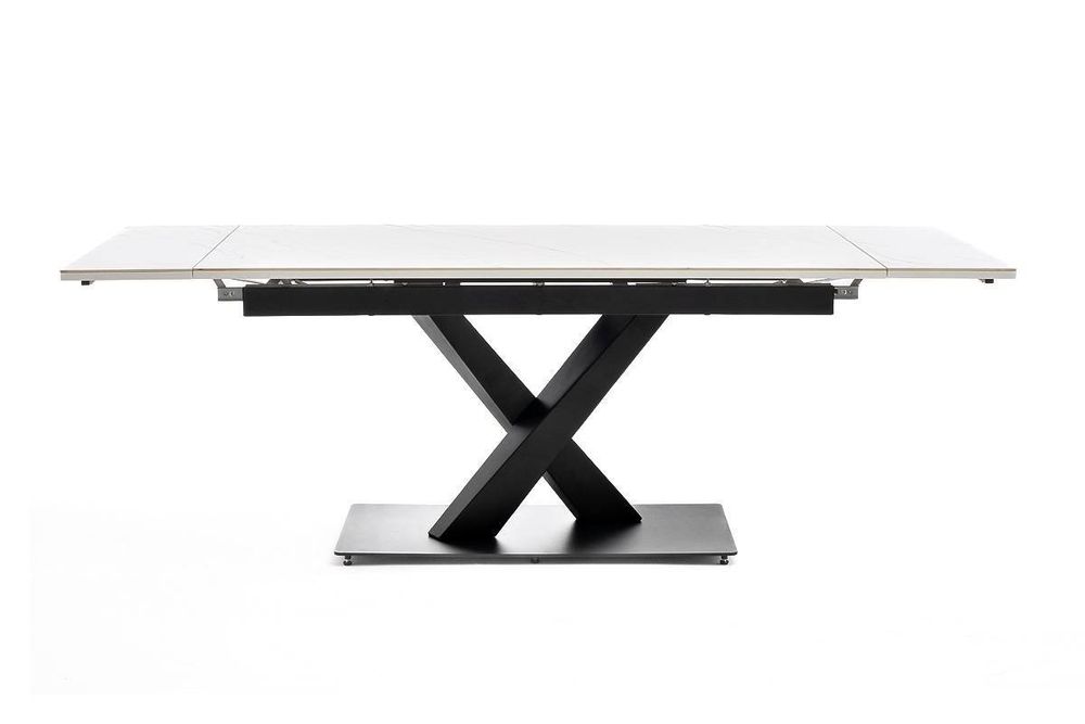 "Юпитер" стол интерьерный раздвижной обеденный из керамики, цвет белый глянцевый